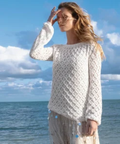 SANDNES GARN Seabreeze Naisten Pitsineulepusero ENG Ilmaisohje